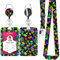 Amabro Ausweishalter Lanyard Set, bunter Pilz Ausweishalter mit Umhängeband 360° drehbar, einziehbarer Ausweishalter Clip Namenskartenanhänger vertikaler Ausweisschutz(Stil E)