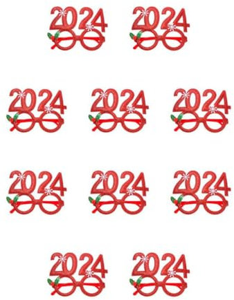 WNDUOKXH 10 Satz von Trendy mit 2024 Brillengestell in einzigartiger, lustiger Form, Partyzubehör, breite Anwendungsmöglichkeiten, Universalgröße, Rot