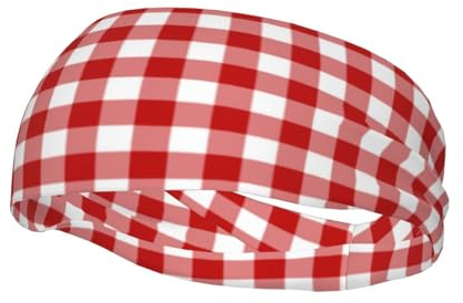 Rot-weiß kariert, Sport-Schweißband für Unisex, Multi-Stirnbänder, Schweiß-Workout-Stirnbänder, dehnbares Haarband
