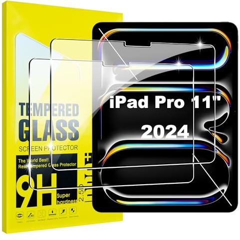 Lemxiee Schutzfolie für iPad Pro 11 2024 Panzerglas [2 Stück] 9H Härte Displayschutz Folie Ultra Dünn Anti-Scratch Displayschutzfolie für iPad Pro 11 2024