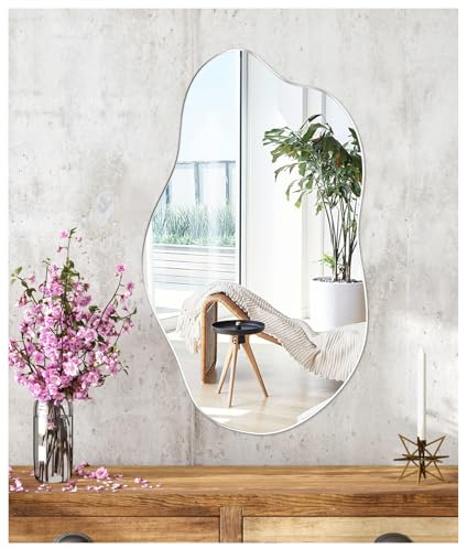 JMITHA Bathroom Mirror Irregular Mirror Frameless Glass Self Adhesive HD for Makeup Decorative for Entryways Living Room Door Bedroom
