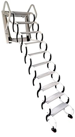 Herunterziehbare Dachbodenleiter, Dachbodentreppe, Dachboden, versteckte Verlängerung, Dachbodenleiter, an der Wand montierte Klapptreppe mit Armlehne für den Heimumbau