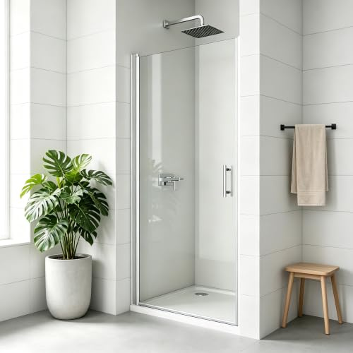 Duschkabine Duschtür 70x195 cm Dusche Schwingtür Nische Pendeltür Rahmenlos Duschabtrennung 6mm ESG Glas,Ohne Duschwanne