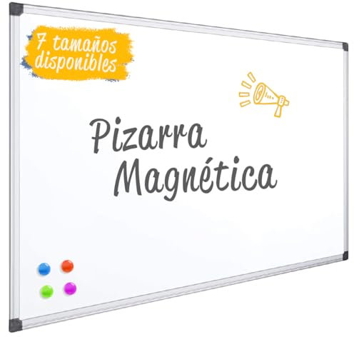 OFITURIA® Lavagna bianca magnetica laccata con telaio in alluminio resistente, facile da cancellare a secco, misura 110 x 80 cm