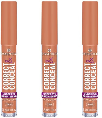 essence CORRECT & CONCEAL under eye brightening concealer, Nr. 30, Orange, aufhellend, farbkorrigierend, natürlich, für sensible Haut, vegan, ölfrei, ohne Parfüm, ohne Alkohol, 3er Pack (3x3.5ml)