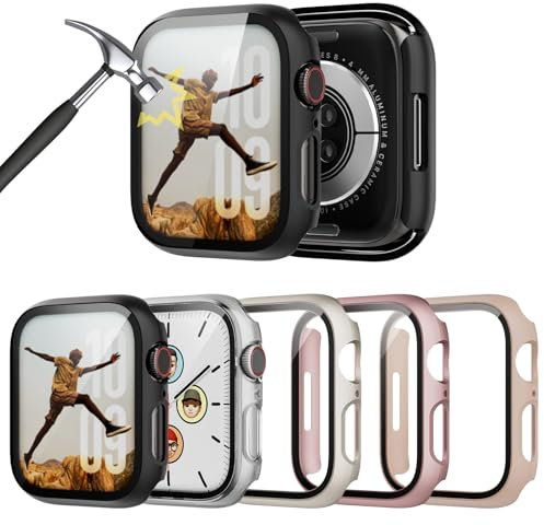 TGKML 5-Stück Kompatibel mit Apple Watch Series 10 Schutzhülle mit Displayschutzfolie 42mm, Ultradünne Hard Gehäuse Eingebaut Kratzfest Gehärtetes Glas Schutzfolie für iWatch 10 42mm Zubehör