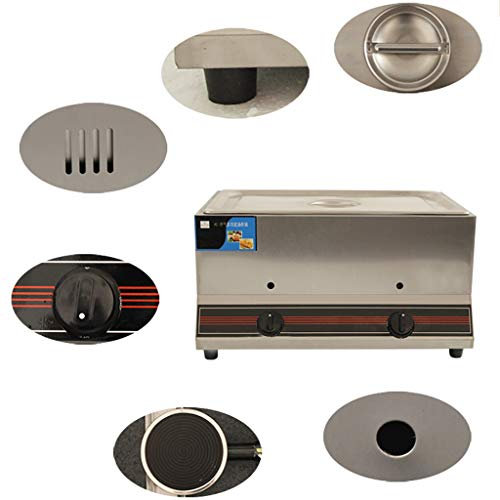 PGKTKCWH Friggitrice a Gas da 22 Litri in Acciaio Inox, Doppia Vasca, 2 cestelli, Regolazione Manuale della Temperatura, per Attrezzature da Cucina Commerciali, ristoranti e Case