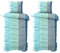 Visaggio Mikrofaser Bettwäsche Set 135x200 cm Bettbezug Bettwaren Wellen gestreift modern Blau Türkis mit verdecktem Reissverschluss 4 teilig