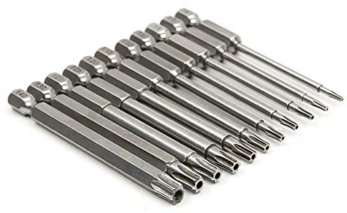 Faeymth 11 StüCk Magnetische T6-T40 Torx Kopf Schrauben Dreher Bit Satz Stern 6 Schrauben Dreher Bohrer Werkzeuge 3 LäNge
