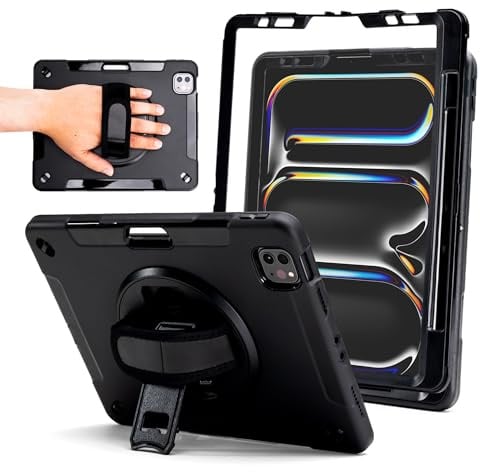 ZAGG Funda Resistente para iPad Pro de 11 Pulgadas (M5)/Pro de 11 Pulgadas (M4) – Protección, Correa de Mano giratoria de 360°, Soporte Integrado, a Prueba de caídas, Ideal para Negocios, almacén y