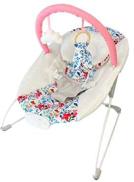 LADIDA My First Baby Bouncer with Soothing Music and Vibration, Removable Toy Bar with 2 Toys Suitable for Newborns