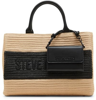 Steve Madden Damen Large Straw Satchel W Bag Lopez-S Strohtasche, groß, mit Mini-Tasche, Natürlich
