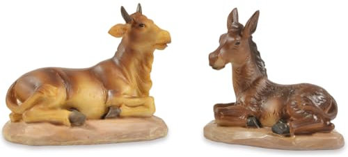 Riffelmacher Krippentiere Ochs & Esel | 2er Set | 7 cm | Braun | Weihnachtskrippe Figuren naturgetreu | 78041