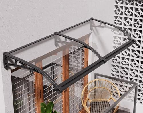 Generisch Aluminum Arched Door Canopy Blue Polycarbonate Cover UV Rain Snow Protection 60x100cm Window Awning