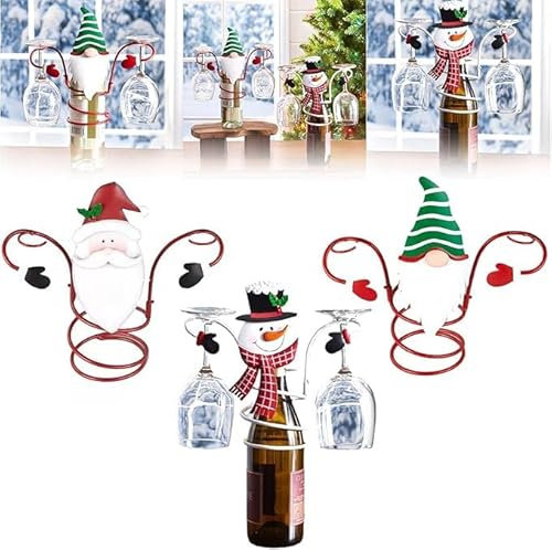 Niltracy Holiday Wine Bottle and Glass Holder, Christmas Wine Bottle and Glass Holder, Wine Bottle and Glass Holder, Perfect for Home Christmas Decor. (Mix)