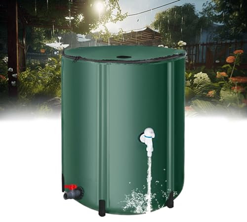 Genérico Barril de Lluvia Plegable para jardín, Sistema de recolección de Agua con Soporte, Grifo y Tapa con Cremallera, Capacidad de 750 l, Color Verde, 100 x 98 cm, barriles y depósitos de Agua par
