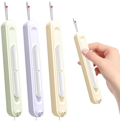 AetherAurora 3 Pezzi 2 in 1 Infila Ago, 2-in-1 Needle Threader | Infila Aghi Portatile, Needle Threader Seam Ripper, 2 in 1 Seam Ripper Retrattile, per Cucito a Mano, Progetti di Artigianato
