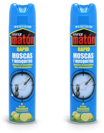 VINFERMATÓN - Insecticida Moscas y Mosquitos Efecto Inmediato Perfume Limón 600ml - Pack de 2 ud