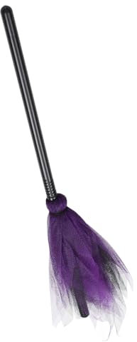 TOYANDONA Escoba de Bruja de Plástico Malla para Halloween Accesorio de Disfraz y Decoración de Fiesta de Cosplay Color Aleatorio