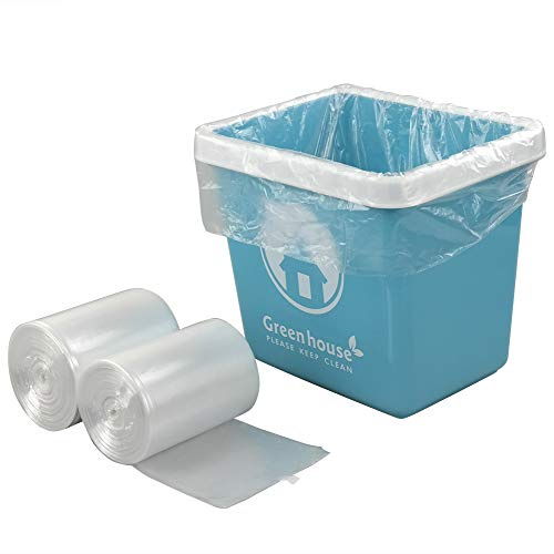 Yuright 5 L Small Clear Trash Bags, Garbage Bin Liners, 2 Rolls/200 Counts | For Bathroom Bedroom Office