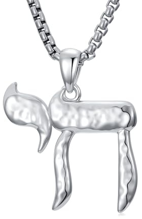 PDTJMTG Jüdische Chai-Halskette 925 Sterling Silber klassischer jüdischer Chai Anhänger Hebräischer Religiöser Jüdischer Namensschmuck für Herren Damen