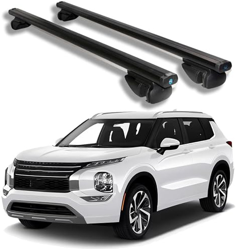 LUGIWN Dachträger Gepäckträger für Mitsubishi Outlander PHEV 2023 2024 2025, Dachgepäckträger Querträger Aluminium-Dachreling Geringer Windwiderstand,Black