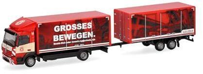 Herpa LKW Modell Mercedes-Benz Atego 13 Koffer-Hängerzug Colonia, Miniatur im Maßstab 1:87, Sammlerstück, Made in Germany, Kunststoff