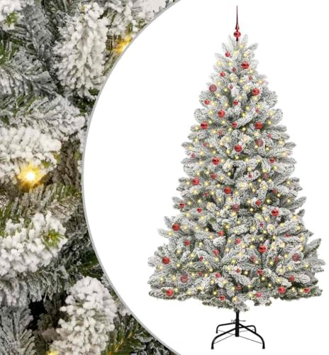 Albero di Natale Artificiale in PVC e Metallo, Design Moderno con LED Integrati, Facile da Montare, Albero Natale, Christmas Tree, per Interni ed Esterni Protetti, Verde e Bianco, 270 cm,3395775