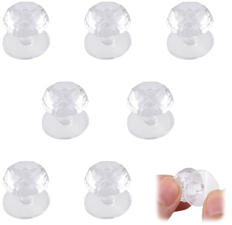 MOROBOR Mini-Acryl-Ziehknöpfe, Diamantform, zum Aufkleben, ohne Bohren, transparente dekorative Knöpfe für Spiegel, Schrank, Box, Geschenkbox und andere kleine Möbel, 8 Stück