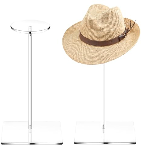 YMTWSRY 2 Set Klar Acryl Hutständer, 30cm Huthalter Hut Aufbewahrung Ständer Perückenständer Mützenständer Display Rack für Perücke