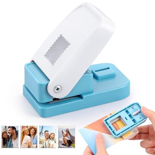 JIANTA Stansare för frimärken, frimärkestans med fyrkantiga hål, bärbar stämpelstansare för scrapbooking, kartong, scrapbook, dagbok, kuvert, etiketter, presentkort och hantverk