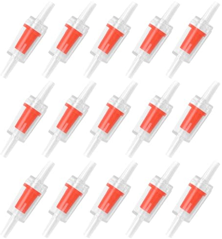 YMWALK 15 PCS Durable Aquarium Air Pump Check Valves for Common Air Pumps,One Way Non-Return Valve for 4mm Inner Diameter Airline Tubing Fish Tank Accessories (Red)