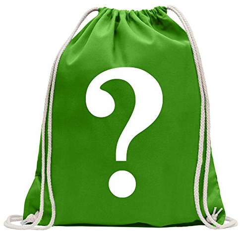 Kiwistar - Turnbeutel - maigruen - Fragezeichen Piktogramm - Fun Rucksack Sport Beutel Gymsack Baumwolle mit Ziehgurt