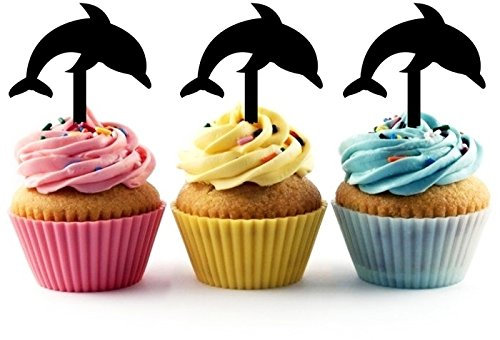Innovedesire Dolphin Kuchenaufsätze Hochzeit Geburtsta Acryl Dekor Cupcake Kuchen Topper Stand für Kuchen Party Dekoration 10 Stück