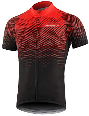 BERGRISAR Men's Cycling Jerseys Short Sleeves Bike Bicycle Shirt 006red XL