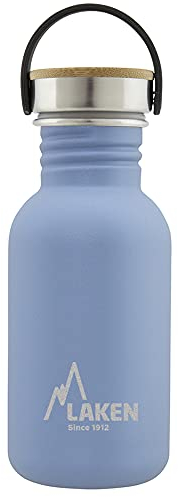 Laken Bot. ac. inox Basic 500ml,tapón acero/bambú - Azul