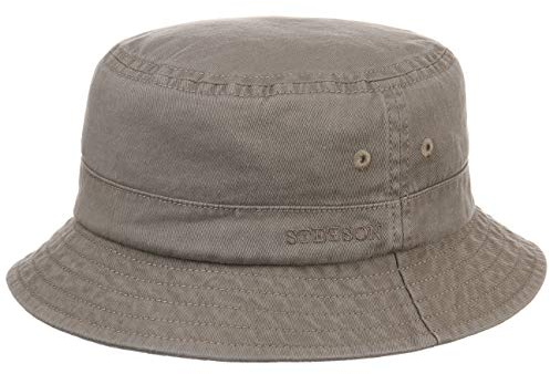 Stetson Organic Cotton Hut mit UV-Schutz Damen Herren 100% Bio-Baumwolle Knitterfrei Nachhaltig Bucket Hat Packable Anglerhut Frühjahr Sommer Taupe S (54-55 cm)