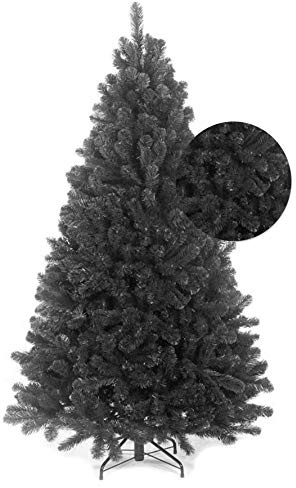 BPIL 6FT Christmas Tree - Pine Artificial Black Xmas Tree – 700 Tips Foldable Colorado Christmas Tree with Metal Stand, Indoor and Outdoor, Holiday Decoration