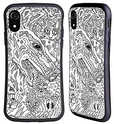 Head Case Designs Offizielle Mad Dog Art Gallery Hundeliebe Schwarz und Weiss Doodle Hybride Handyhülle Hülle Huelle kompatibel mit Apple iPhone XR