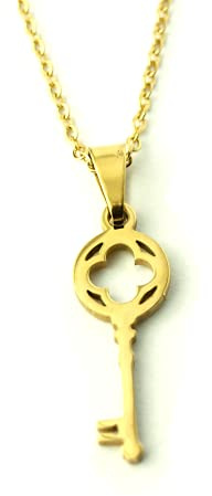 Kette Schlüssel Edelstahl Anhänger golden Juvelato