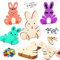 Mizijia Osterhase Deko, Osterhase Holz, 4 Stück DIY Osterhase Deko Groß, Bunte Mini Pompons mit Kulleraugen, DIY Bastelzubehör Hasen aus Holz zum Bemalen (4)