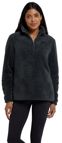 Mountain Warehouse Teddyfleecejacke für Damen -warmes und kuscheliges Damen-Sweatshirt, Oberteil mit halbem Reißverschluss, Leichter Pullover, Antipilling-Fleece, Winter Khaki Damengröße EU 48