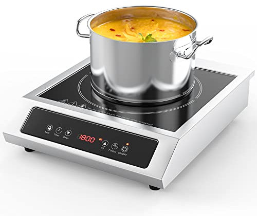 Portable Induction Cooktop, Countertop Burner Induction Hot Plate Electric for Cooking 1800W, 9 Temp Levels, 3 Hours Timer, Auto-Shut-Off, Touch Panel, Auto Pot Detection, Child Safety Lock