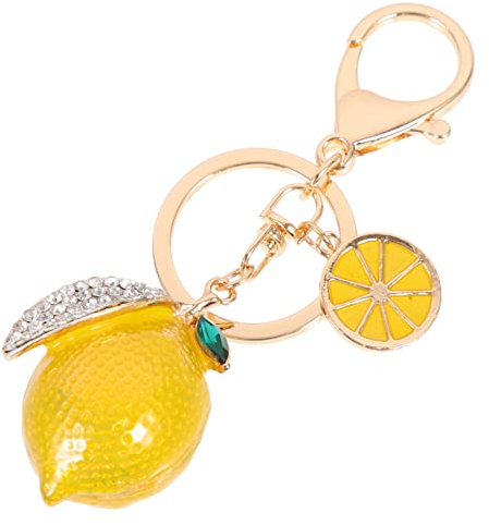 SEWACC Strass- Zitronen- Schlüsselbund Schöne Zitronenschlüsselkette Sparkling Kristall Fruchtschlüsselring Anhänger Charms für Hawaii Strand Geldbeutel Rucksack Handtaschen