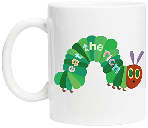 Eat The Rich Hungry Caterpillar White Glass Cup Reusable Coffee Cup with Tea Coffee Cup