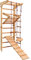 Kletterwand für Kinder–Indoor Klettergerüst aus Holz-Wand-Reck, Stange, Gymnastik-Ringe, Kletterseil, Abnehmbarer Balken, schwedische Leiter, Rutsche, 230