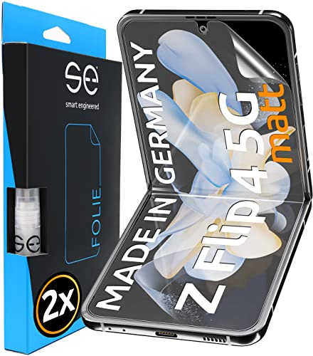 2x se® Protector 3D Antirreflejo para Samsung Galaxy Z Flip 4, Protección Solar, Compatible con Huellas y FaceID, Instalación sin Burbujas, Mate, Resistente a Golpes y Arañazos, Matériau TPU