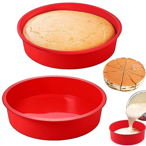2 Piezas Moldes Silicona Reposteria Redondo, 20 cm Molde Bizcocho Antiadherente, Fácil de Desmoldar, Molde Redondo de Silicona para Tartas de Capas, Tartas de Queso, Tartas de Arcoíris, 8 Pulgadas