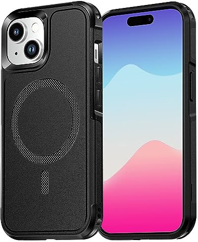 AICase Custodia Compatibile con iPhone 15 (6.1), Custodia Magnetica per Cellulare MagSafe a 2 Strati Robusta e Tascabile, Protezione Resistente di Grado Militare Cover Protettiva Antiurto Custodia