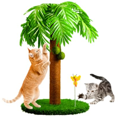 TREKAM Rascador para Gatos - Árbol con Diseño de Palmera y Bolas Oscilantes - 78 cm para Gatos Grandes - Arranhador y Poste